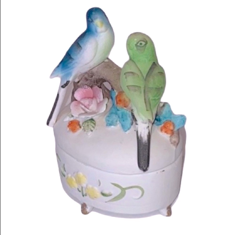 VTG Lefton • Parakeet Trinket Dish • Bisque • Hand Painted • Japan